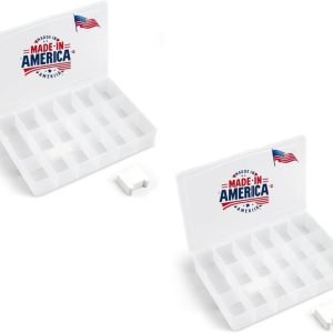 2PACK Embroidery Floss Organizer Box with 50 Cardboard Bobbins - 17 Compartments Clear embroidery thread and Beads organizer box, Snap-Tight Clear Sewing Organizer - Jewelry Bead Holder (Made in USA)-0