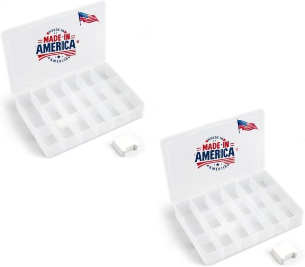 2PACK Embroidery Floss Organizer Box with 50 Cardboard Bobbins - 17 Compartments Clear embroidery thread and Beads organizer box, Snap-Tight Clear Sewing Organizer - Jewelry Bead Holder (Made in USA)-0