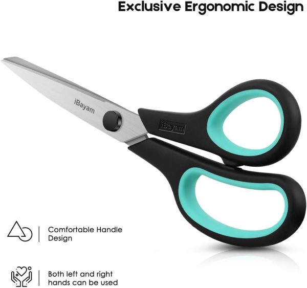 3-Pack 8" Heavy Duty Scissors with Ultra Sharp Blades and Comfort Grip Handles - For Office, Home, School, Sewing, and Crafts-1