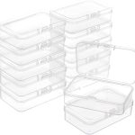 BENECREAT 12 Packs Rectangle PP Plastic Container Box, 3x2x0.8inch Bead Storage Organizer Box, Dustproof Case with Hinged Lid for Cards, Beads and Craft Supplies-0