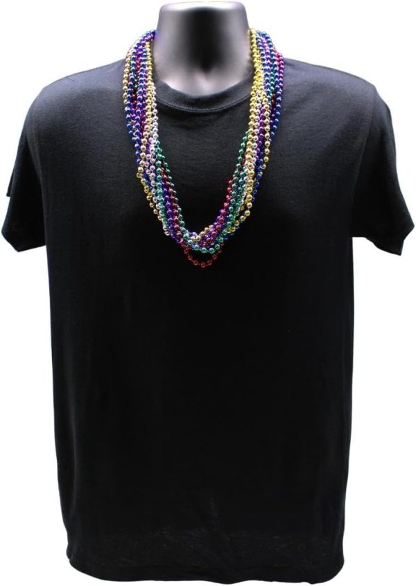Mardi Gras Spot 6D336COL 33 Inch 07mm Round Metallic 6 Color Mardi Gras Beads - 6 Dozen (72 Necklaces)-2