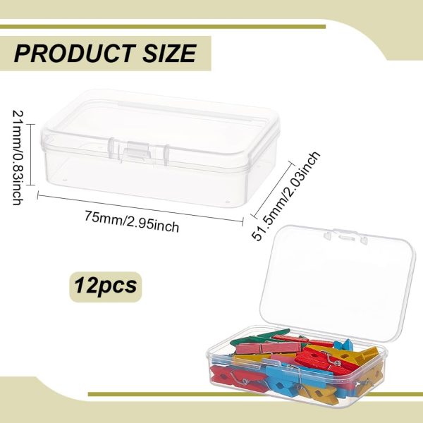 BENECREAT 12 Packs Rectangle PP Plastic Container Box, 3x2x0.8inch Bead Storage Organizer Box, Dustproof Case with Hinged Lid for Cards, Beads and Craft Supplies-1