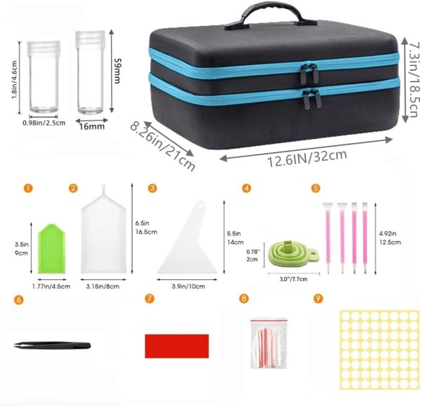 GZWENHAN 246 Slots Diamond Painting Storage Container, Diamond Painting Accessory kit, Diamond Art Accessories and Jewelry Craftsmanship Beads Storage Box, (Blue)-2