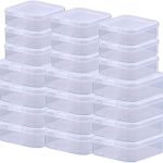 Rocutus 24 Pack Small Clear Plastic Storage Containers with Lids,Beads Storage Box with Hinged Lid for Beads,Earplugs,Pins, Small Items, Crafts, Jewelry, Hardware (2.9x2.9 x1 & 2.1x2.1 x0.8 Inches) clearinghouse