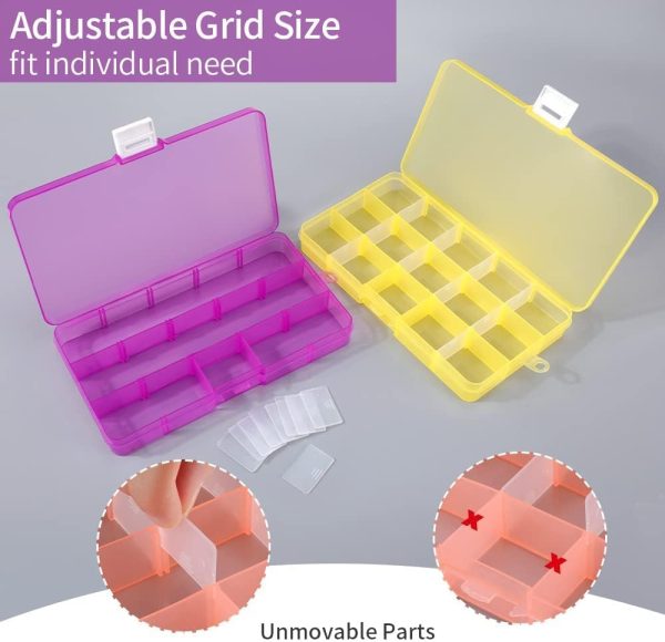 Opret 15 Girds SMALL Jewelry Organizer Earring Storage(4 Pack), Bead Organizer Box, Plastic Container with Adjustable Dividers for Crafts Jewelry Screws Fishing Tackles Small Items, Size 6.9×3.9×0.9in-3