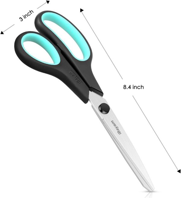 3-Pack 8" Heavy Duty Scissors with Ultra Sharp Blades and Comfort Grip Handles - For Office, Home, School, Sewing, and Crafts-4
