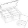 Mathtoxyz Small Bead Organizers and Storage, Clear Storage Containers Rectangle Bead Holder Plastic Cases Transparent Boxes for Nail DIY Craft Making Jewelry Battery Screw-0