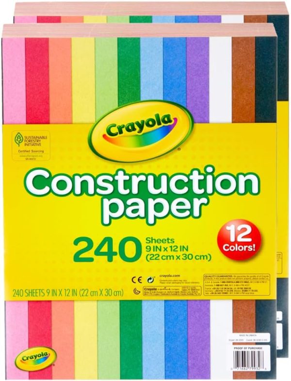 Crayola Construction Paper Bulk Pack (480 Sheets) – 10 Assorted Colors, 9x12, Classroom Arts & Crafts Supplies for Kids, Art Paper for School Projects-2