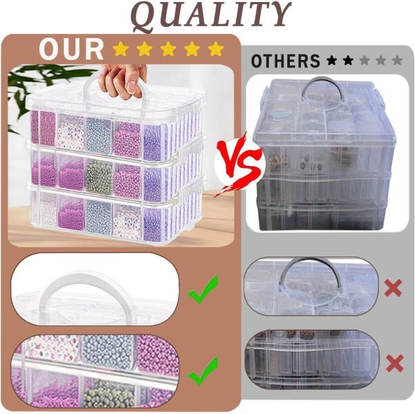 131pcs Bead Storage Container,4Tier-Bead Organizer Boxes And Craft Storage Boxes, Storage Stackable portable box,DIY Jewelry Craft Nails, Bracelets, Jewelry, Diamonds, Pens, (4Tier) 4tier-bead organizer boxes