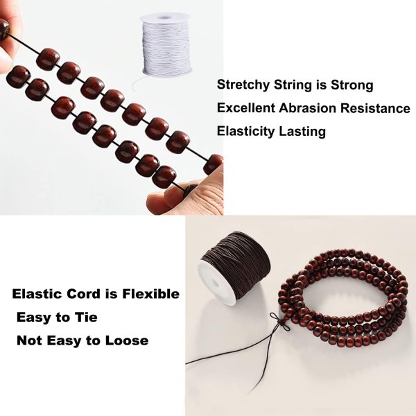 Elastic Cord for Bracelets, 2 Rolls 1 mm 330 Feet Sturdy Bracelet String, Stretchy Elastic String for Jewelry Making, Necklaces, Beading-2