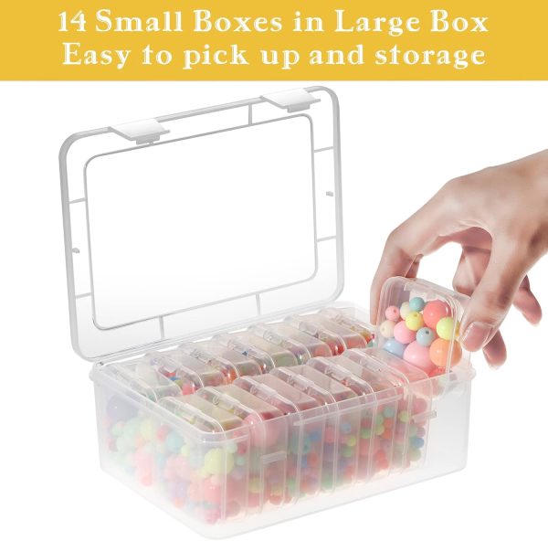 Mathtoxyz Small Bead Organizers, 15 Pieces Plastic Storage Cases Mini Clear Bead Storage Containers Transparent Boxes with Hinged Lid and Rectangle Clear Craft Supply Case-3