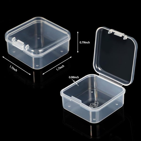 SATINIOR 48 Packs Clear Small Plastic Containers Transparent Storage Box with Hinged Lid for Items Crafts Jewelry (1.7 x 1.7 0.79 Inches)-1