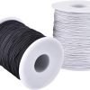 Elastic String for Bracelets, 2 Rolls 1 mm Sturdy Stretchy Elastic Cord for Jewelry Making, Necklaces, Beading Black and White-0