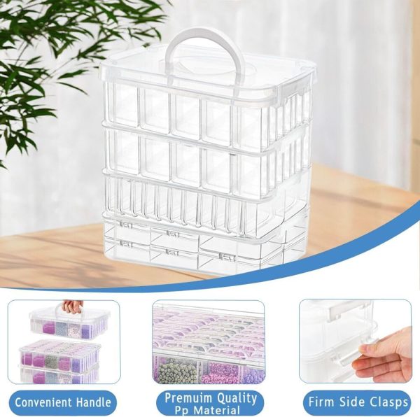 131pcs Bead Storage Container,4Tier-Bead Organizer Boxes And Craft Storage Boxes, Storage Stackable portable box,DIY Jewelry Craft Nails, Bracelets, Jewelry, Diamonds, Pens, (4Tier) beads