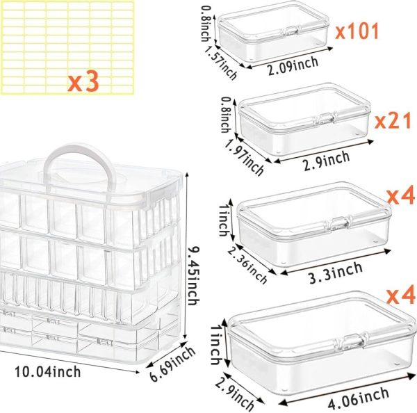 131pcs Bead Storage Container,4Tier-Bead Organizer Boxes And Craft Storage Boxes, Storage Stackable portable box,DIY Jewelry Craft Nails, Bracelets, Jewelry, Diamonds, Pens, (4Tier) 131pcs thread repair kit