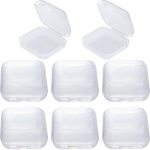 BEIQIYA 6pcs Clear Plastic Ear Plug Cases, 1.8cm Thicken Mini Jewelry Storage Cases, Small Portable Square Bead Storage Box Organizer for Earplugs Necklaces Handicrafts-0