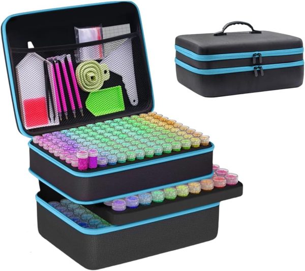 GZWENHAN 246 Slots Diamond Painting Storage Container, Diamond Painting Accessory kit, Diamond Art Accessories and Jewelry Craftsmanship Beads Storage Box, (Blue)-0