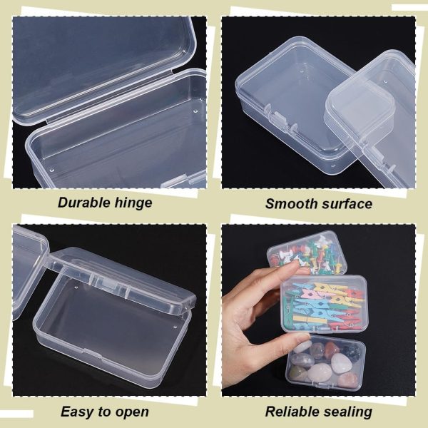 BENECREAT 12 Packs Rectangle PP Plastic Container Box, 3x2x0.8inch Bead Storage Organizer Box, Dustproof Case with Hinged Lid for Cards, Beads and Craft Supplies-3