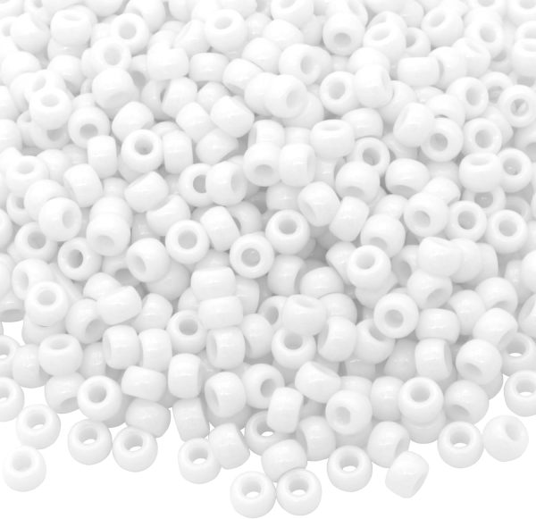 1000Pcs Pony Beads Bracelet 9mm White Plastic Barrel Pony Beads for Necklace,Hair Beads for Braids,Key Chain,Jewelry Making (White)-0