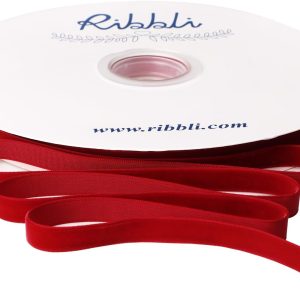 Ribbli Dark Red Velvet Ribbon 3/8 Inches Continuous 25 Yard Spool Dark Red Christmas Ribbon for Gift Wrapping Crafts Home Decor-0