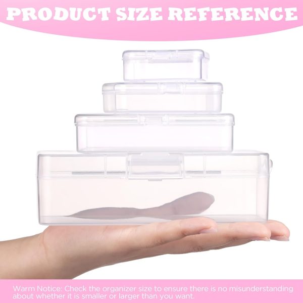 Funtopia Bead Organizers and Storage, 56 Pcs Small Plastic Containers with Lids and 3-Tier Stackable Storage Box, Mini Clear Organizers for Jewelry Toys Craft Storage (4 Sizes)-2