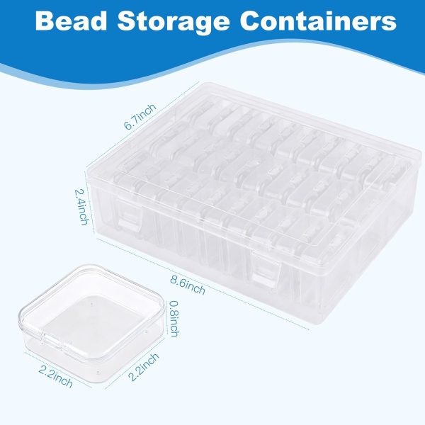 Bead Organizer Box, 60 Pcs Small Clear Plastic Storage Containers with Hinged Lid, Mini Craft Boxes for Beads, Jewelry Making, Diamond Painting, Nail Art, Screws and Small Parts Organization-2