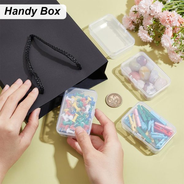 BENECREAT 12 Packs Rectangle PP Plastic Container Box, 3x2x0.8inch Bead Storage Organizer Box, Dustproof Case with Hinged Lid for Cards, Beads and Craft Supplies-2