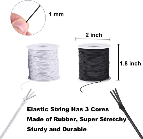 Elastic Cord for Bracelets, 2 Rolls 1 mm 330 Feet Sturdy Bracelet String, Stretchy Elastic String for Jewelry Making, Necklaces, Beading-1
