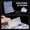 4pack 36 Grids Plastic Clear Organizer Box Bead Storage Containers with Adjustable Dividers for Craft Jewelry Fishing Tackles Parts Storage with 4 Sheets Label Stickers-2