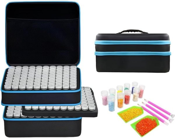 GZWENHAN 246 Slots Diamond Painting Storage Container, Diamond Painting Accessory kit, Diamond Art Accessories and Jewelry Craftsmanship Beads Storage Box, (Blue)-4