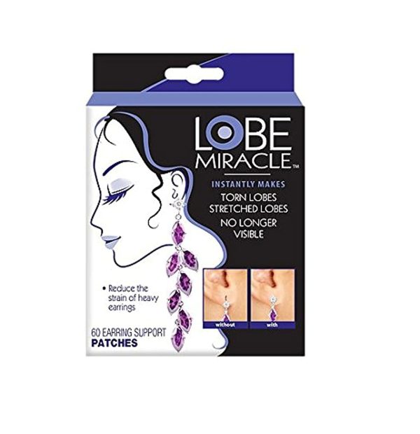 Lobe Miracle- Clear Earring Support Patches - Earring Backs For Droopy Ears - Ear Care Products for Torn or Stretched Ear Lobes (60 Patches)-0