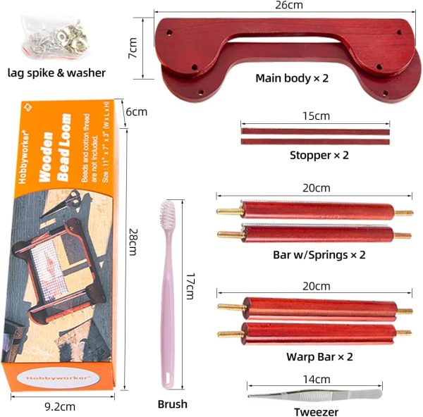hobbyworker The Wooden Bead Loom Kit with Tweezer and 3 Bags Seed Beads for Jewelry Making Tool,Make Bracelets Necklaces Keychains and Belts-2