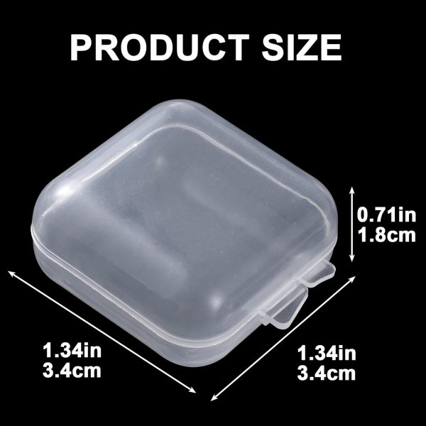 BEIQIYA 6pcs Clear Plastic Ear Plug Cases, 1.8cm Thicken Mini Jewelry Storage Cases, Small Portable Square Bead Storage Box Organizer for Earplugs Necklaces Handicrafts plastic bag