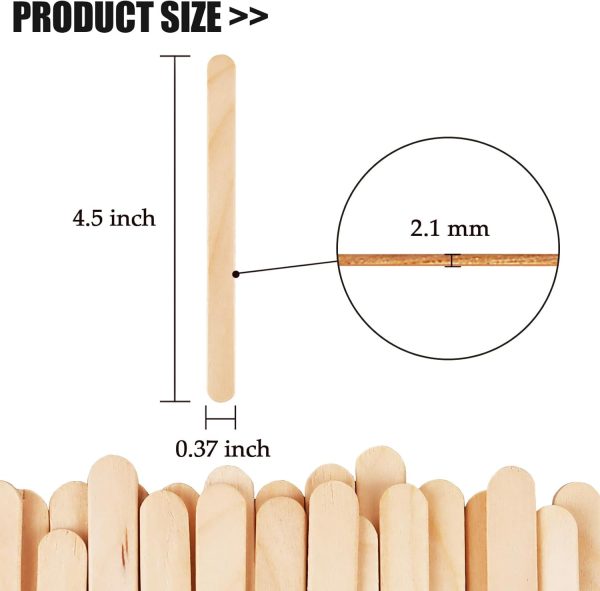 KTOJOY 200 Pcs Craft Sticks Ice Cream Sticks Natural Wood Popsicle Craft Sticks 4.5 inch Length Treat Sticks Ice Pop Sticks for DIY Crafts-2