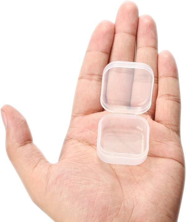 Plastic Beads Storage Containers - Mini Clear Square Box Empty Case with Lid for Earplugs, Pills, Jewelry, Hardware or Any Other Small Craft Gadgets (40 Pieces 1.37 x 1.37 x 0.7 Inches)-2