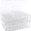 Bead Organizer Box, 60 Pcs Small Clear Plastic Storage Containers with Hinged Lid, Mini Craft Boxes for Beads, Jewelry Making, Diamond Painting, Nail Art, Screws and Small Parts Organization-0