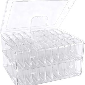 Bead Organizer Box, 60 Pcs Small Clear Plastic Storage Containers with Hinged Lid, Mini Craft Boxes for Beads, Jewelry Making, Diamond Painting, Nail Art, Screws and Small Parts Organization-0