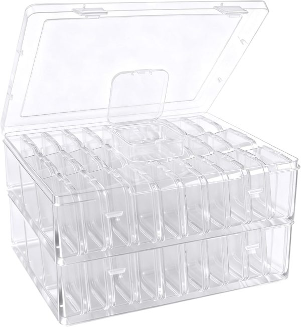 Bead Organizer Box, 60 Pcs Small Clear Plastic Storage Containers with Hinged Lid, Mini Craft Boxes for Beads, Jewelry Making, Diamond Painting, Nail Art, Screws and Small Parts Organization-0