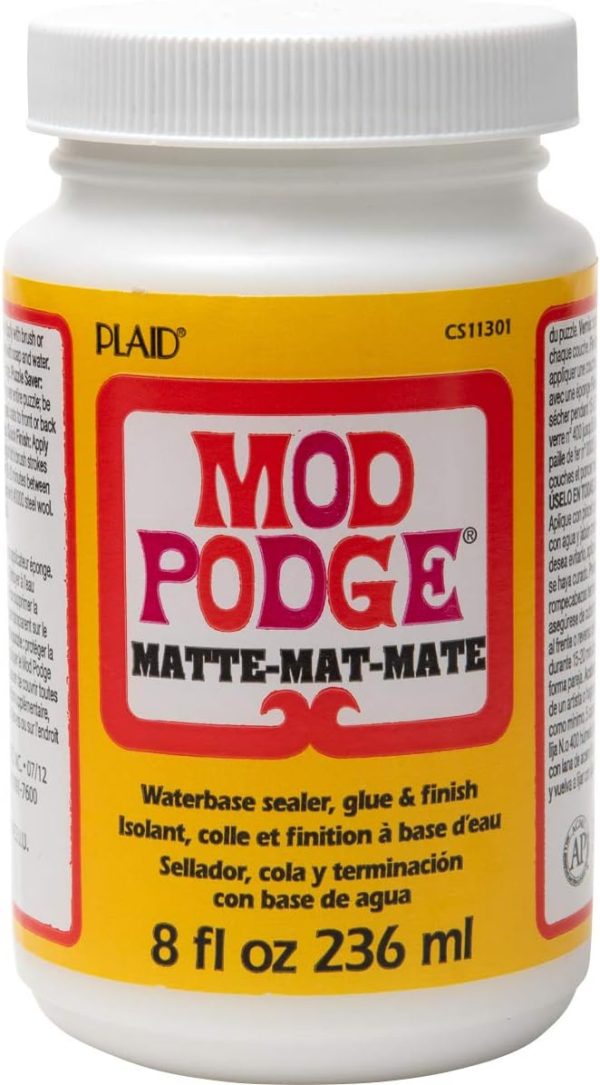 Mod Podge Matte Sealer, Glue & Finish: All-in-One Craft Solution- Quick Dry, Easy Clean, for Wood, Paper, Fabric & More. Non-Toxic - Craft with Confidence, Made in USA, 8 oz., Pack of 1-0