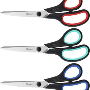 3-Pack 8" Heavy Duty Scissors with Ultra Sharp Blades and Comfort Grip Handles - For Office, Home, School, Sewing, and Crafts-0