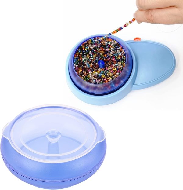 Electric Bead Spinner Bowl, Clamshell Design Easy Bead Loader Bowl, Replaceable Waist Bead Loader Large Capacity, Plastic DIY Beading for Necklaces Bracelets-0