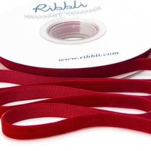 Ribbli Polyester Dark Red Velvet Ribbon,3/8 Inches Continuous10-Yard Spool,Christmas Ribbon for Gift Wrapping,Floral Bouquets, Home Decor-0