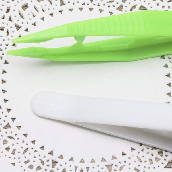 Tupalizy 5 Assorted Colors Plastic Beads Tweezers for Beading Projects Craft Tweezers for Handmade DIY Crafts Jewelry Making Adult Family Home Classroom School Use Creative Game Tools (5PCS)-2