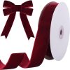10 Yards Burgundy Velvet Ribbon 1 Inch for Christmas Tree,Dark Red Velvet Christmas Ribbon for Gift Wrapping Crafts Bow Wreath Holiday Decorations (Burgundy)-0