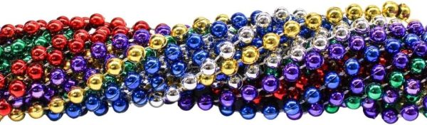 Mardi Gras Spot 6D336COL 33 Inch 07mm Round Metallic 6 Color Mardi Gras Beads - 6 Dozen (72 Necklaces)-3
