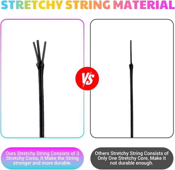 Stretchy Bracelet String Kit with Scissors & Beading Needle, 4 Rolls Elastic String for DIY Crafts, 1mm Stretchy Cord for Jewelry Making Sewing Necklace Beading, 660FT, (Black, White, Rainbow)-2