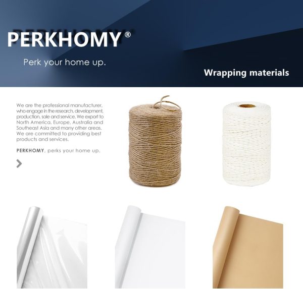 PerkHomy Brown Kraft Paper Roll 17.5" x 1,200" (100') for Gift Wrapping Bulletin Board Craft Art Bouquet Flower Packing Moving Shipping Floor Covering Table 70GSM 50LB (Brown, 17.5" x 100')-2