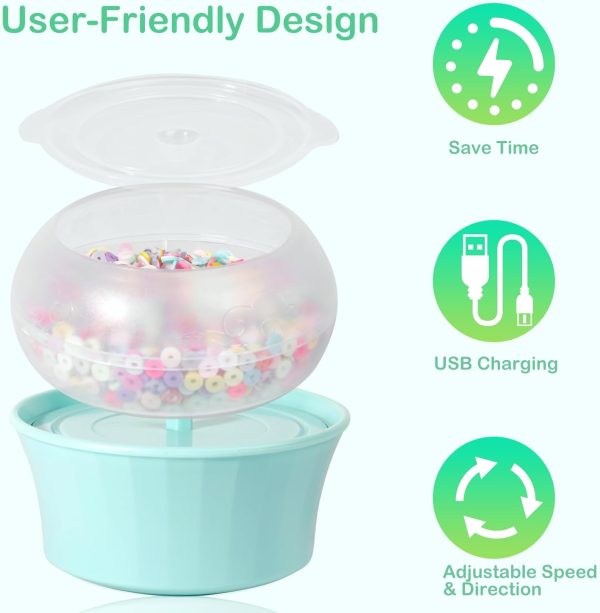 Hicdaw All-in-One Electric Bead Spinner with 7200 PCS Clay Beads for Necklaces and Bracelets, Efficient Jewelry Making Kit, Perfect Craft Gift for Teens Adults, Easy Operation, Quick Results, Green-2