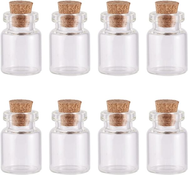 Glass Cork Bottles 20pcs Clear Glass Empty Wishing Bottle Jewelry Bead Containers for DIY Crafts Wedding Gifts Party Favors,2.2x1.5cm-0