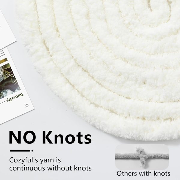 Chunky Yarn for Hand Knitting - #10 Chunky Chenille Yarn, Jumbo Big Thick Chunky Yarns for Crocheting, Super Bulky Chunky Knit Blanket Yarns, 8 Skein (25 yds 8 oz Each Skein), Cream-3